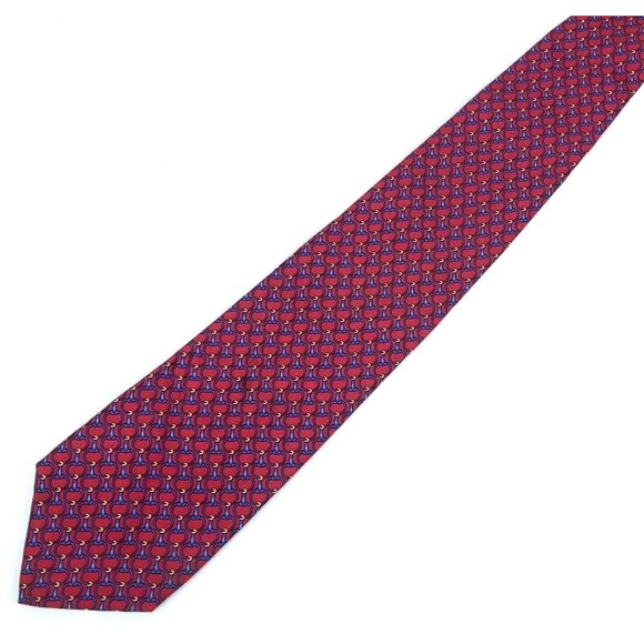 Brooks Brothers Makers All Silk Red Blue Yellow Horsebit Equestrian Mens Necktie - Picture 7 of 10